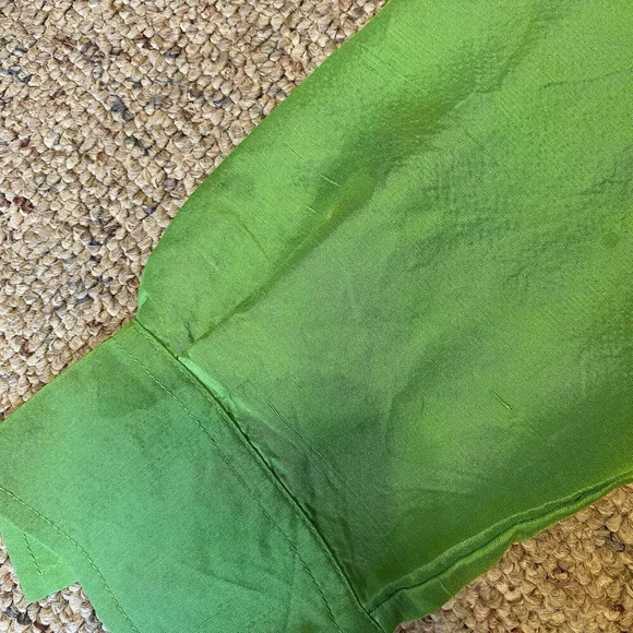 VTG 100% Silk Women’s Kelly Green Blouse Shirt Robbie Bee Sz S 80s 90s Holiday - Picture 11 of 14